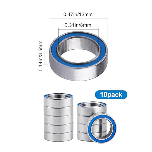 Miniatura 2 de Rodamientos de bolas RC sellados de goma azul 0.315x0.472x0.138 in compatible con Traxxas 116 E-Revo VXL Slash 4WD Summit Reemplazo Parte 7020, 10