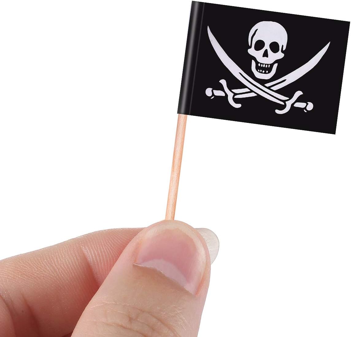 Blulu 100 Pcs Pirate Cocktail Toothpicks Flag Toppers for Food Party, 100