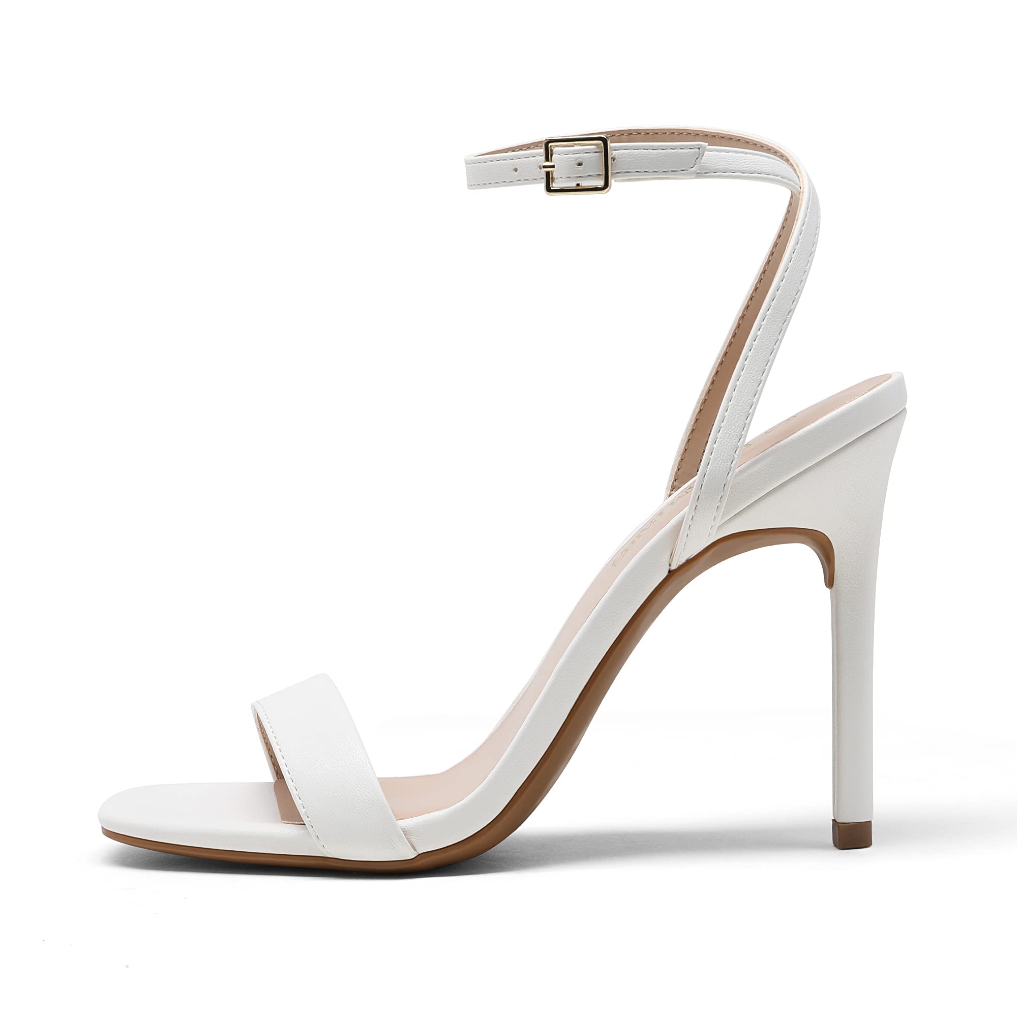DREAM PAIRS Women’s High Stilettos Open Square Toe Ankle Strap Heels Sexy Comfort Strappy Dress Shoes Wedding Bridal Pumps Sandals: 5 White