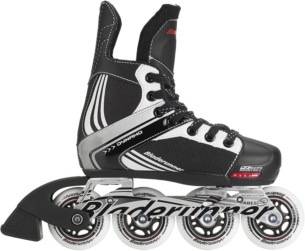 Bladerunner by Rollerblade Dynamo Jr Size Adjustable Hockey Inline Skate, Black and Red, Inline Skates