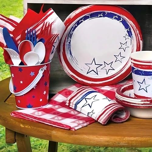 Miniatura 2 de Nicole Home Collection Juego de cubiertos de plástico combinado, tamaño completo, rojo/blanco/azul