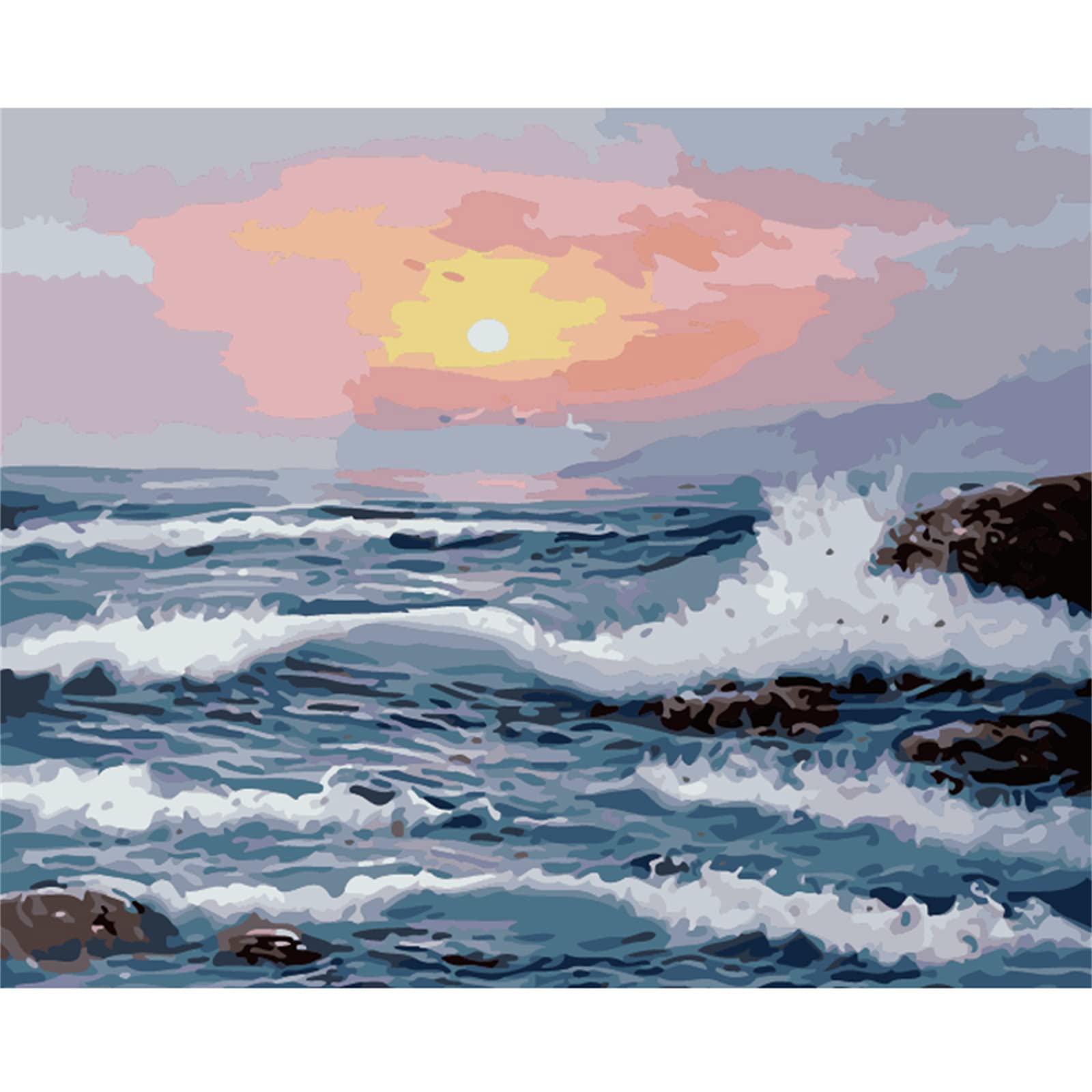 Hjjdiyes Schilderen op nummer volwassenen landschap zonsondergang bij meer, kreukvrij canvas, penselen en acrylverf, doe-het-zelf handgeschilderde olieverfset als cadeau, 40 x 50 cm Hjjdiyes Schilderen op nummer volwassenen landschap zonsondergang bij meer, kreukvrij canvas, penselen en acrylverf, doe-het-zelf handgeschilderde olieverfset als cadeau, 40 x 50 cm