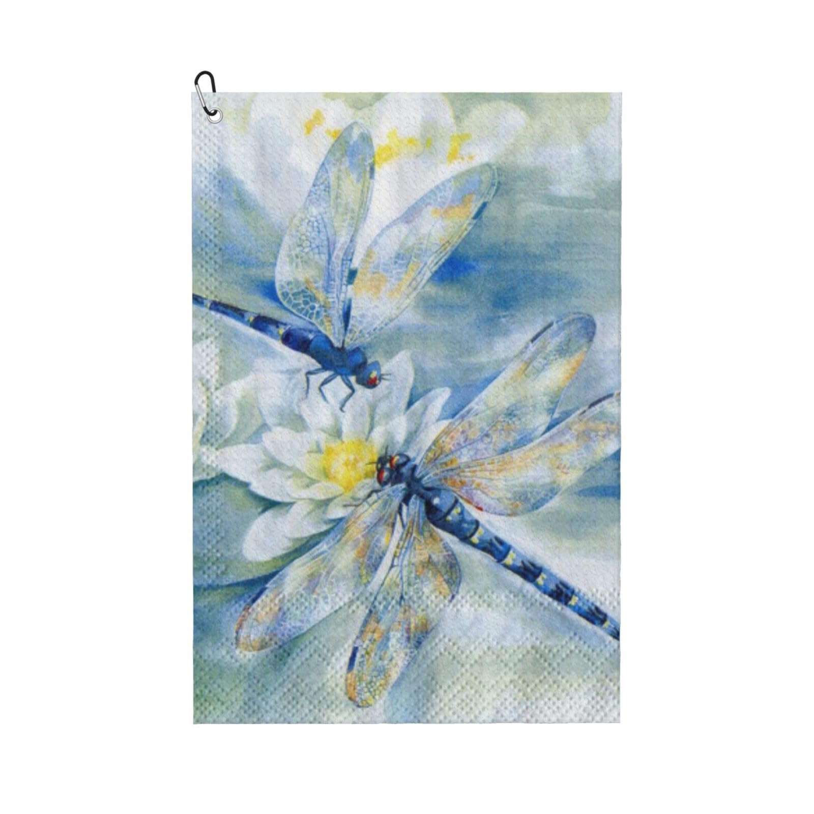 Hnnkloy Dragonfly, 16x24 in Portable Waffle Golf Towels with Carabiner Clip for Golf Bag
