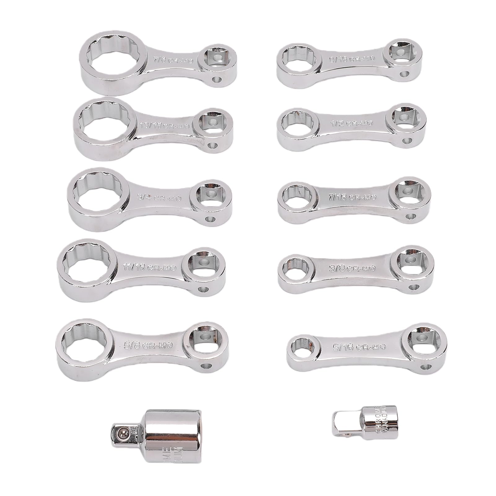 banapoy Zestaw Adapterów Dynamometrycznych, 12-częściowy Imperial 10 Adapterów Skrętnych 2 Adaptery Nasadowe, Napęd 3/8 12-kątny Adapter Klucza Skrętnego ze Stali CrMo z obudową z Pianki EVA do