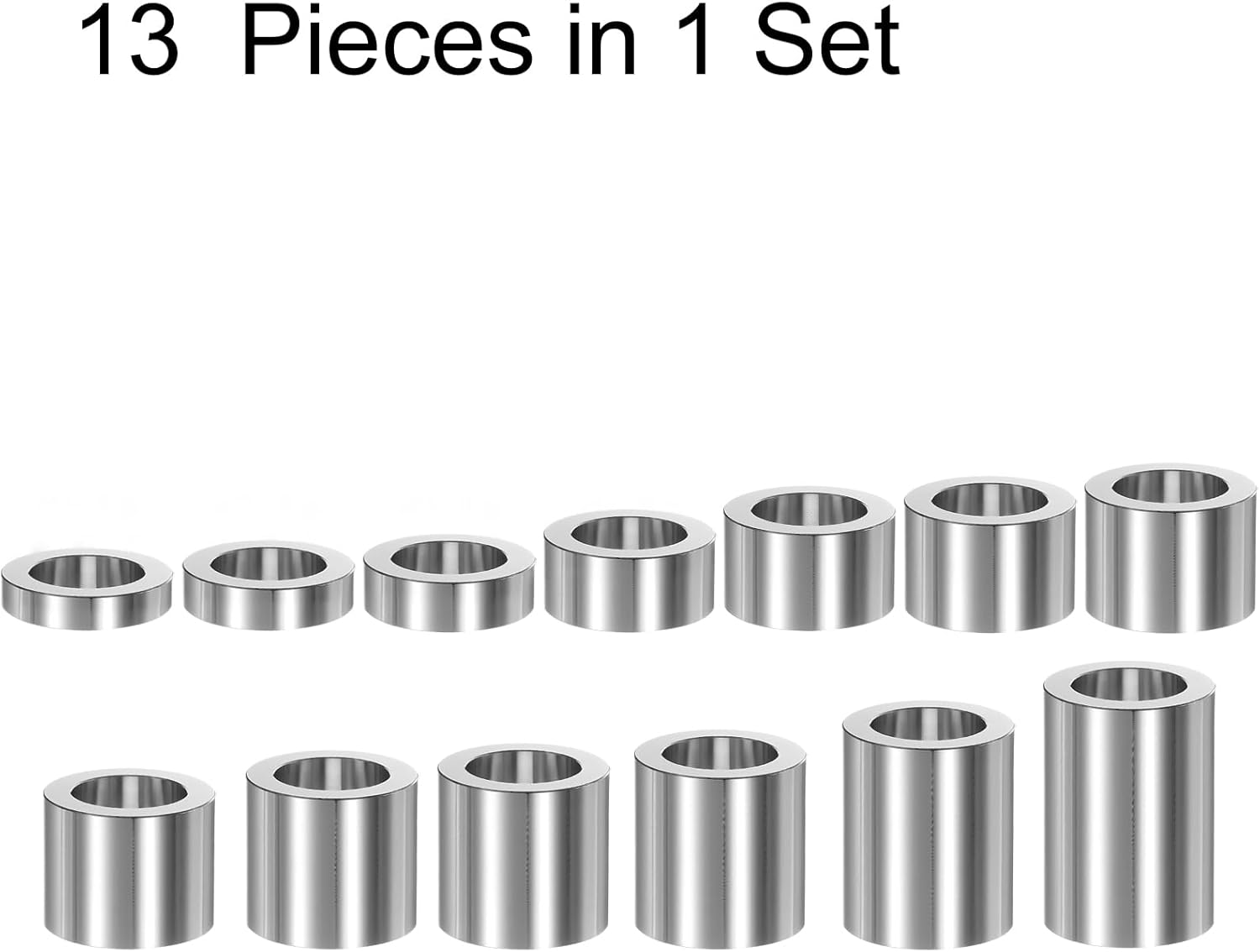 uxcell 13pcs Axle Reducer Spacer Set 1-1/2" Wheel Spacer for 1" Axle Reducing Bushing Arbor Adapters for Motorcycle, Bench Grinding Wheels, (CNC Aluminum)