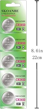 SKOANBE 5PCS CR2450 2450 BR2450 DL2450 ECR2450 3V Lithium Battery