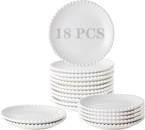 5.5 Inch Dessert Plates, Small Ceramic Appetizer Plate Set, 18P