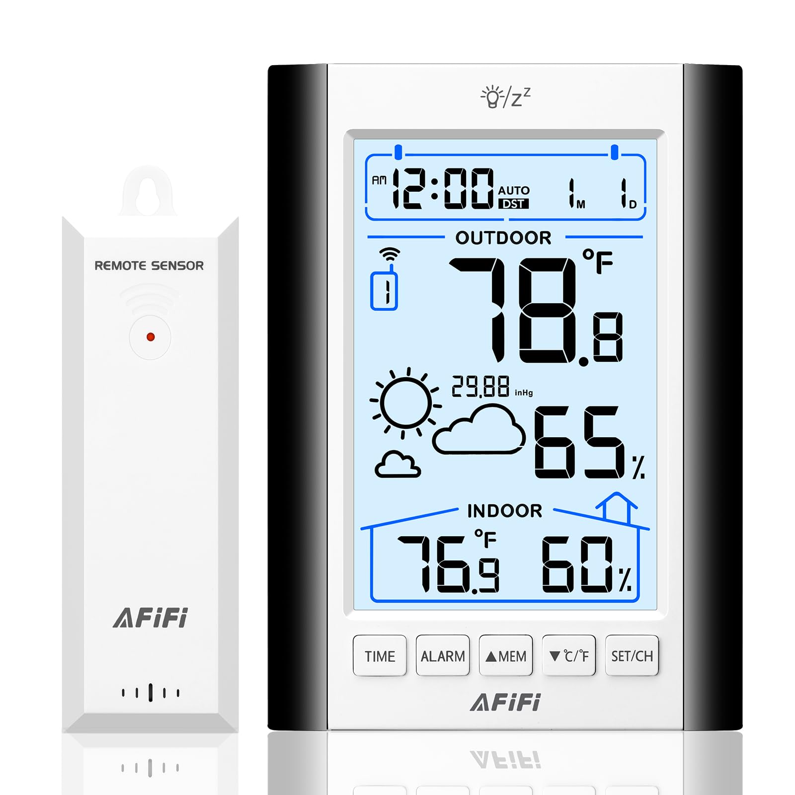Termometro e igrometro wireless per interni ed esterni, termometri igrometro monitor con sensore remoto da 100,6 m, alimentato a batteria, display retroilluminato, per casa, patio