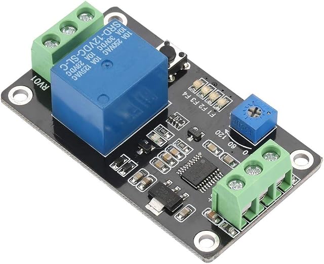 Timer Relay 5V 12V 24V Adjustable Timer Delay Relay Module Self-Locking Trigger Delay Controller Delay On Off Switching Module (DC12V)