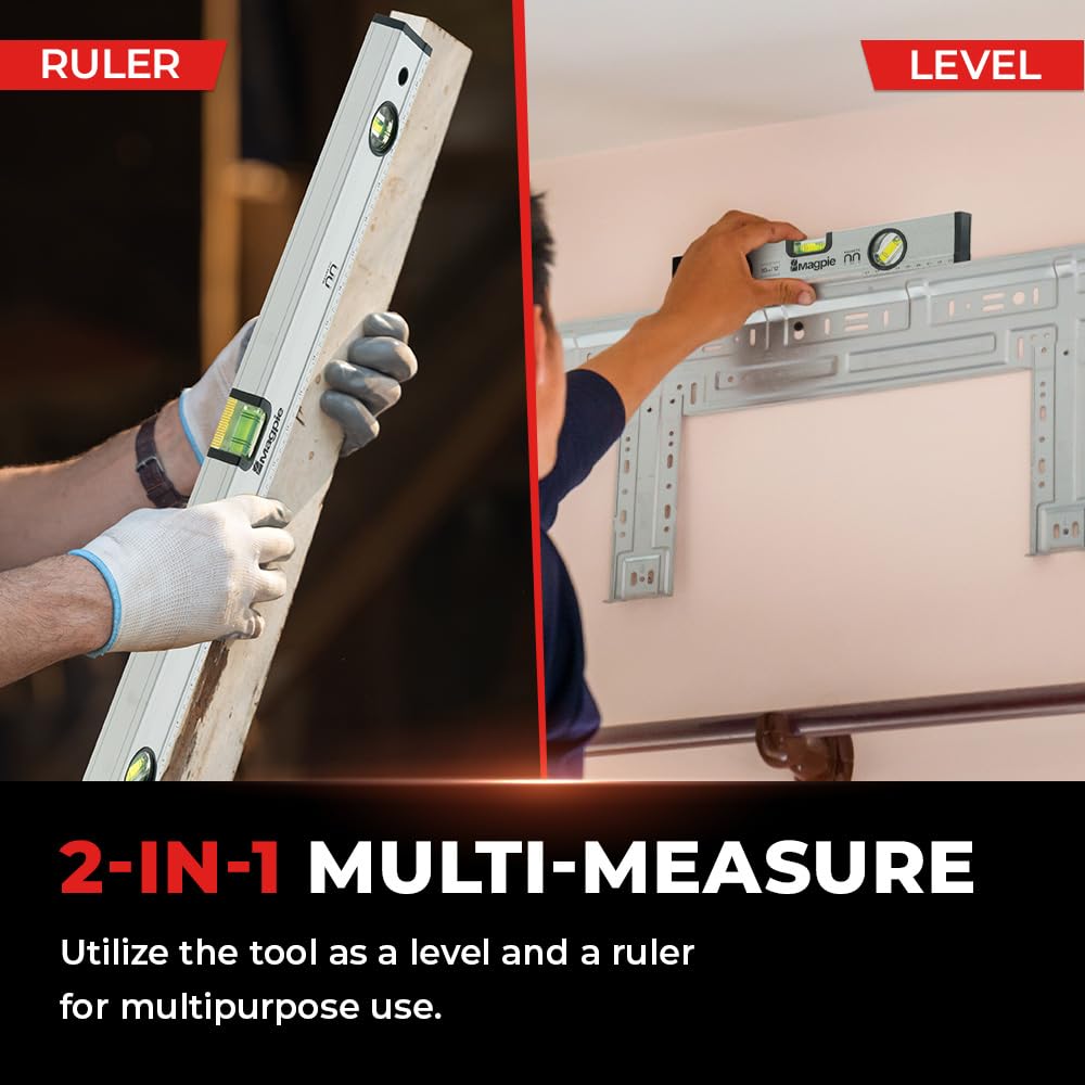 Magpie Magnetic Level - 12" Ruler & Bubbles -3 Magpie Magnetic Level - 12" Ruler & Bubbles -3