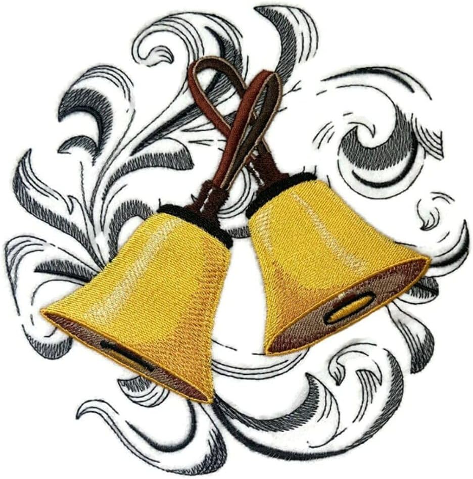 Musical Instruments [ Handbells with Baroque Background ][Custom and Unique] Embroidered Iron on/Sew Patch [6.9"(w) x 7.17"(h)] [Made in USA]…