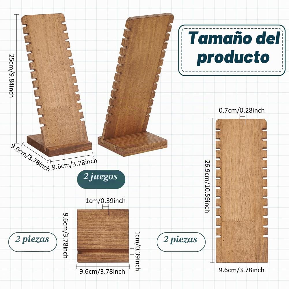 PH PandaHall 2 juegos de 12 ranuras para collares, soporte de madera para collares, exhibidores de collares, soportes de joyería, tableros de exhibición de mesa para vendedores, venta al por menor