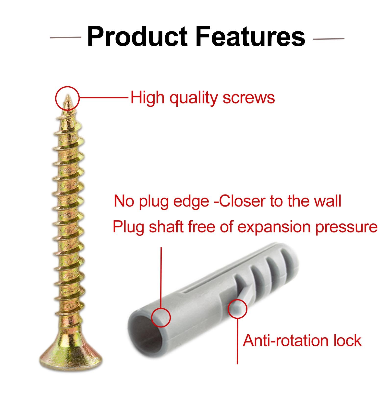 TOPYWMSP Screws and Wall Plugs Set,Zinc Galvanized Self Tapping M4 M5 Screws and M6 M8 Wall Raw Plugs for Masonry Brick Concrete Wall and Repairing - Image 3