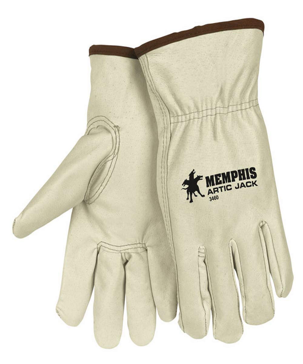 MCR Safety 3460XL Artic Jack Grain Pigskin Drivers Glove, X-Large, White (Pack of 12)