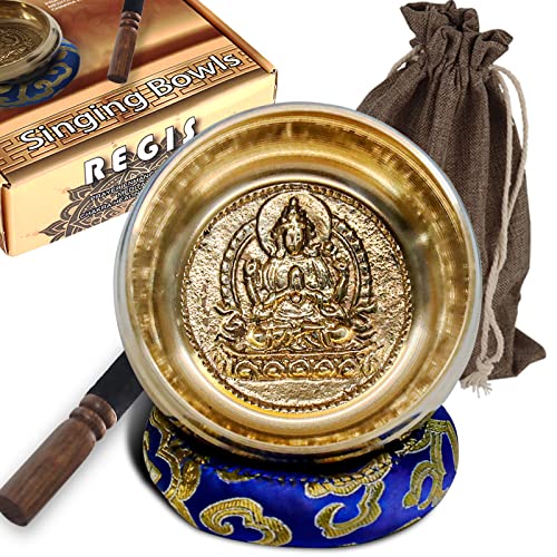 REGIS Tibetan Singing Bowl Set ， Mindfulness, and Stress Relief zen decor，Bowl Handcrafted in...