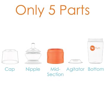 PopYum Orange Formula Making Baby Bottle Set 4-Pack with Gray Drying Rack Bundle