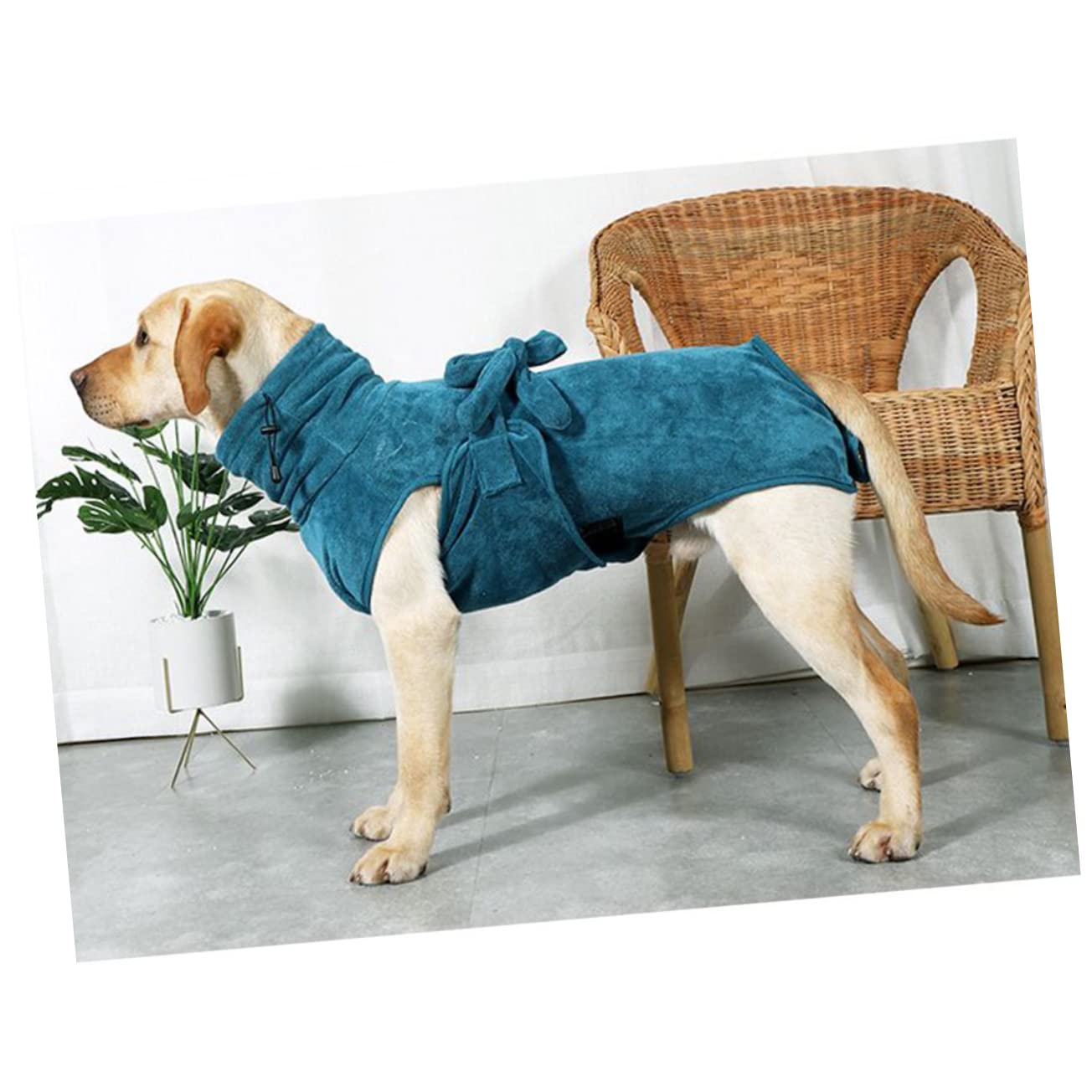 ORFOFE Hundebademantel Schnelltrocknend mit Taillengürtel, Grün, Nylon | Welpen und Hunde, 2-4kg bis 10-15kg, Weich und Warm, für Winter dem Baden