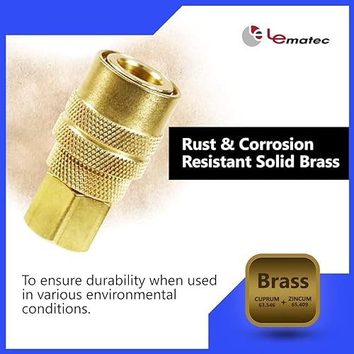 Miniatura 5 de LE LEMATEC Kit de montaje de manguera de compresor de aire de 15 piezas, accesorios de manguera de aire de conexión rápida NPT de 1/4 pulgadas,