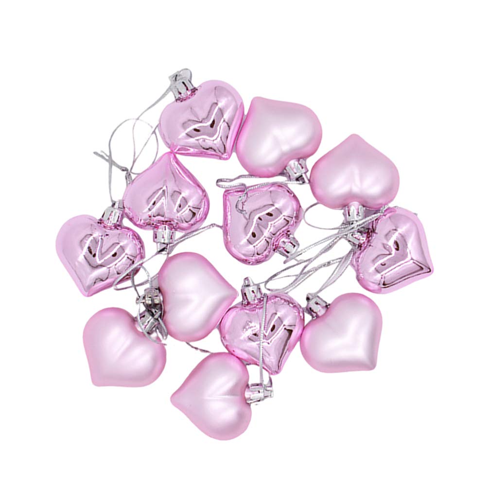VOSAREA Ornamenti Natalizi Creative e Decorative a Forma di Cuore 12 Pezzi in Rosa da Appendere per Decorazioni Festive e Ringhiere Scala