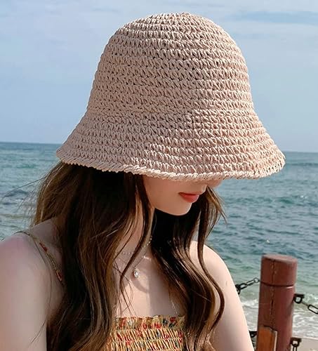 Miniatura 4 de Sombrero de paja para mujer, sombrero de pescador, sombrero de pesca, sombrero de playa, gorra plegable, gorras de verano
