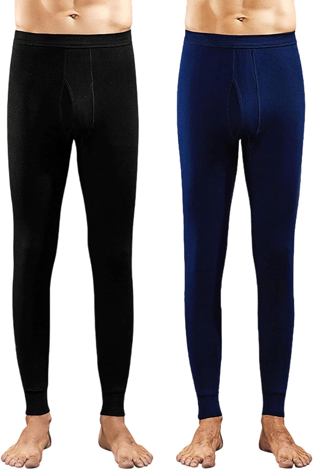 Cambkatl 2-Pack Men's Thermal Underwear Bottoms Seamless Cold Weather Long Johns Fleece Lined Leggings Base Layer Pants