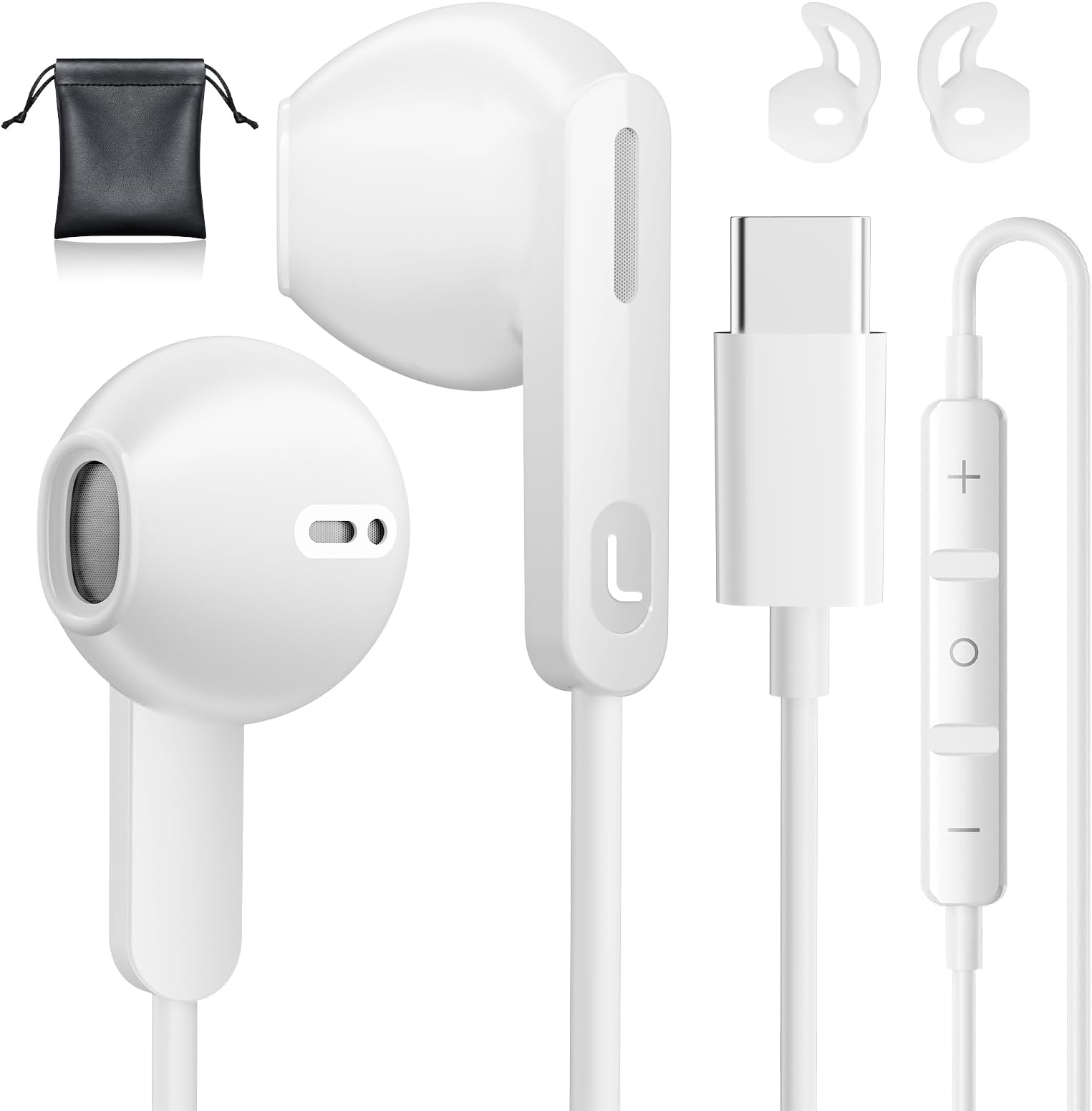 USB C Headphones Type C Earbuds for iPhone 17 Pro/ 17 Air 15/16 Pro/ 15 Pro Max,Microphone Noise Isolation Stereo Wired Earphones for Samsung Galaxy S26/S26+/S26 Ultra S25 S24 S23 S22 Pixel 9 8a