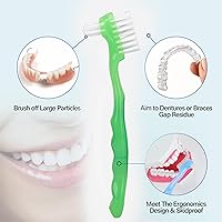 Vista 3 de Cepillo de dientes pequeño para dentaduras postizas, cerdas multicapas, mango de goma ergonómico para limpieza de dientes falsos