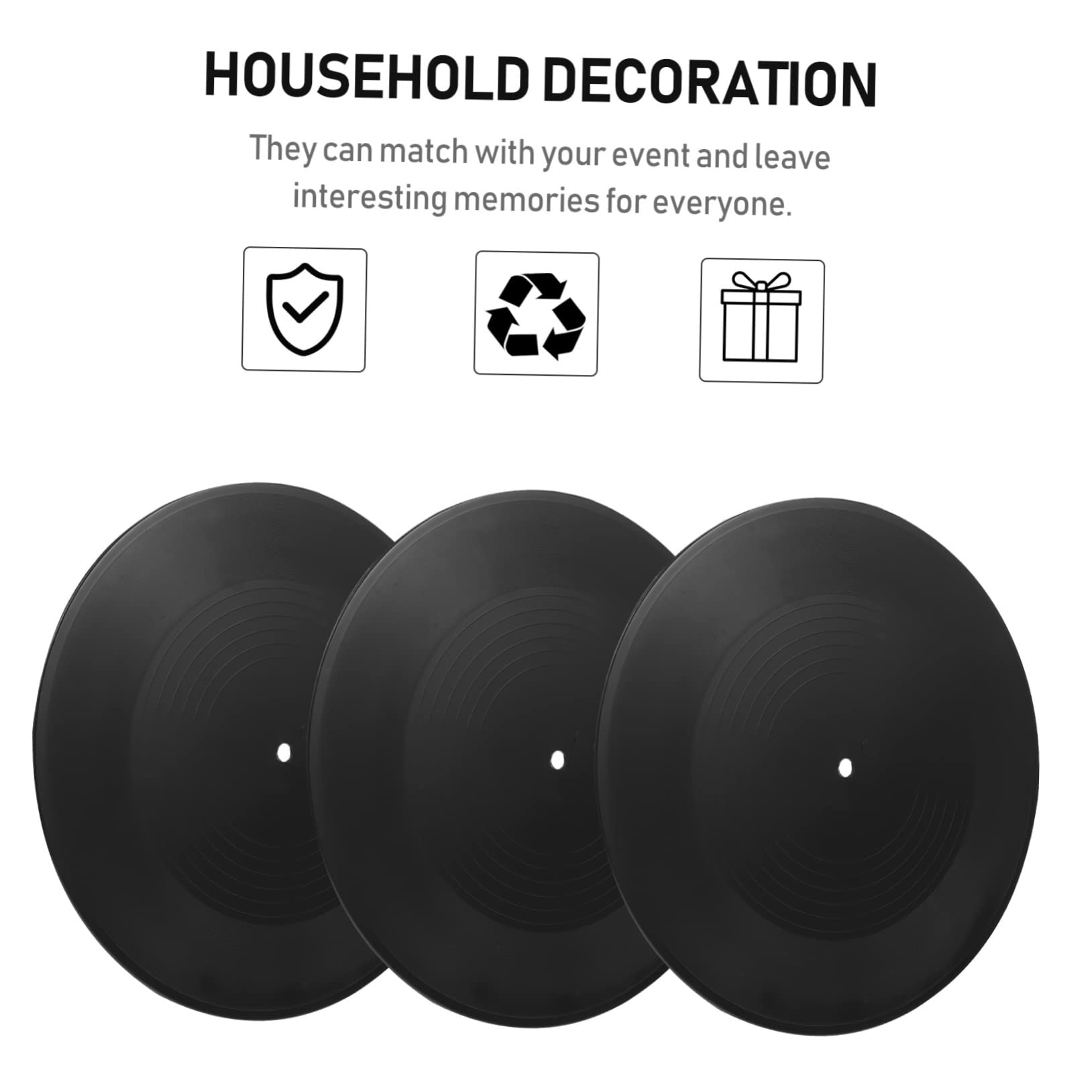 IMIKEYA 12pezzi Dischi in Vinile Decorativi Neri, Decorazioni Parete Artistiche in Stile Retrò per Arredamento Interno di Bar e Caffè