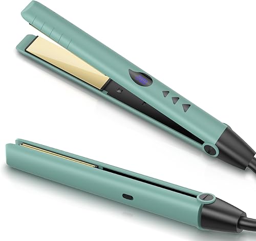 Fentgo Plancha de pelo y rizador 2 en 1 con calentamiento rápido de 20 segundos, plancha alisadora de titanio de 1 pulgada con pantalla LCD, 16