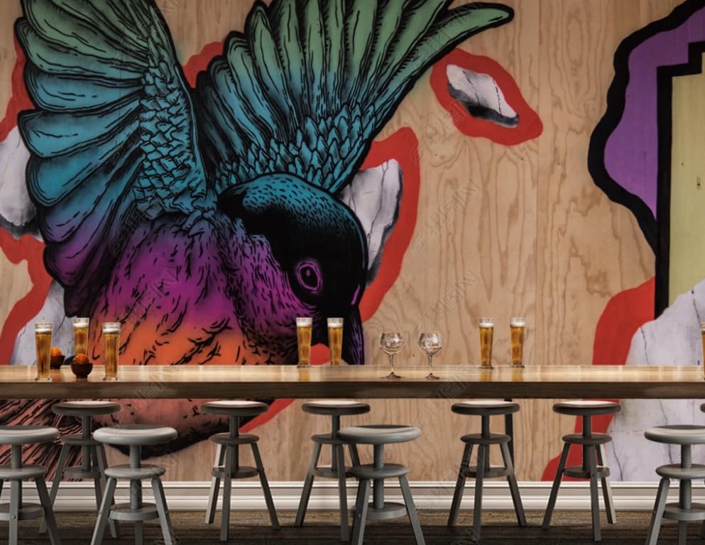 Papier peint intissé peinture graffiti oiseau volant haut de gamme