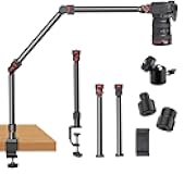 DImotliyor Overhead Camera Mount Desk Stand, 3-Section Flexible Detachable Articulating Arm with 1/4“ 3/8