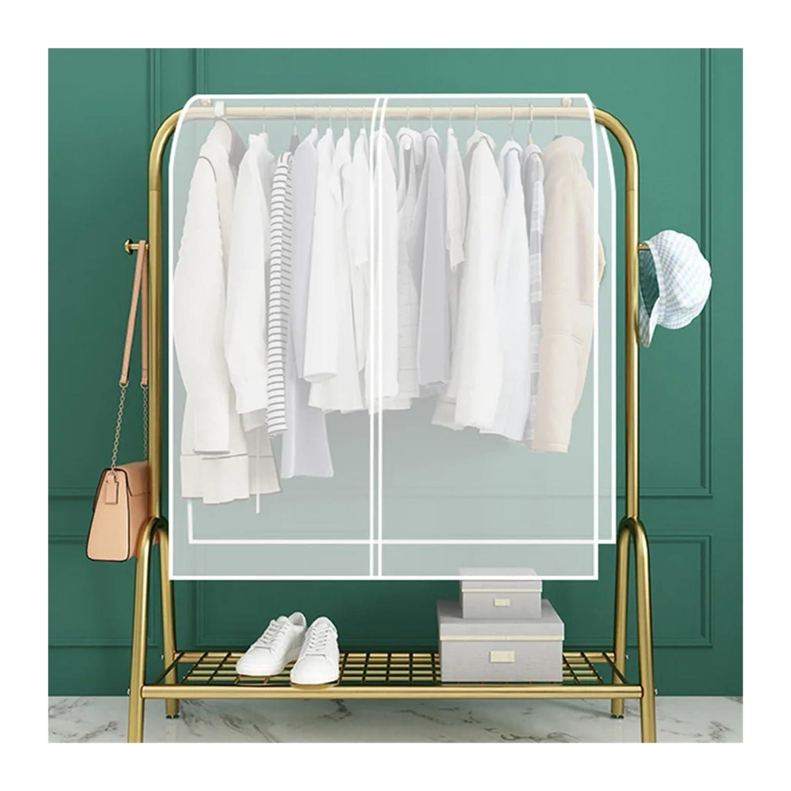 Clothes Rail Cover Dustproof Thickened Clothing Covers Clothes Dust Storage Bag Clear Protector Opening Hanging Garment Rack Items(150x120cm)