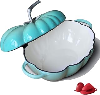 NERDOH Enameled Cast Iron Tomato,Cast Iron Dutch Oven for Other Stews Such As Goulash or Casseroles,Non-Stick Multi Cooker Ideal for Family-Blue 2.8l