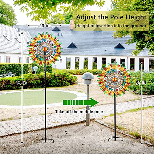 Birthday Gifts For Women 84 Inch Garden Metal Wind Spinner -Pinwheels Kinetic Art Windmill For Yard Lawn Patio& Garden Decor Outside (E-Copper-1) (Q-Wind Sipnner) #TOP2