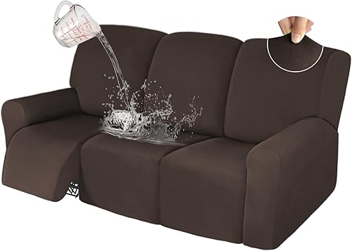 Miniatura 1 de Juego de fundas para sofás reclinables 100 % impermeables, 8 piezas, para sofás reclinables, de 3 asientos, elásticas, lavables, para sofá