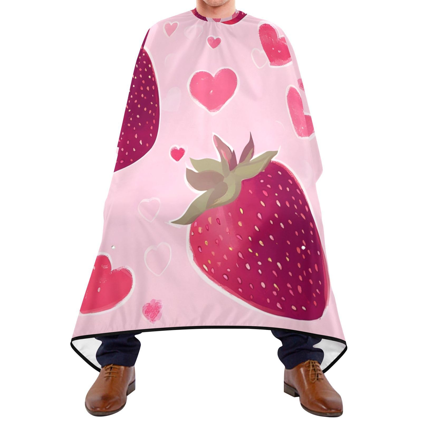 Hezely Strawberry Love Hair Dye Cape, Barber Cape for Adults,Waterproof Salon Cape,Waterproof Hairdressing Styling Hair Cutting, 65