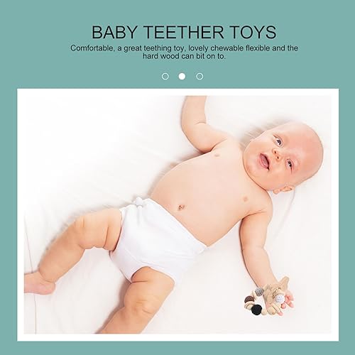 Miniatura 4 de Anillo de dentición de búho de haya, actividad, sonajero sensorial para desarrollo de agarre, relajante, masticable, flexible, dentición de madera