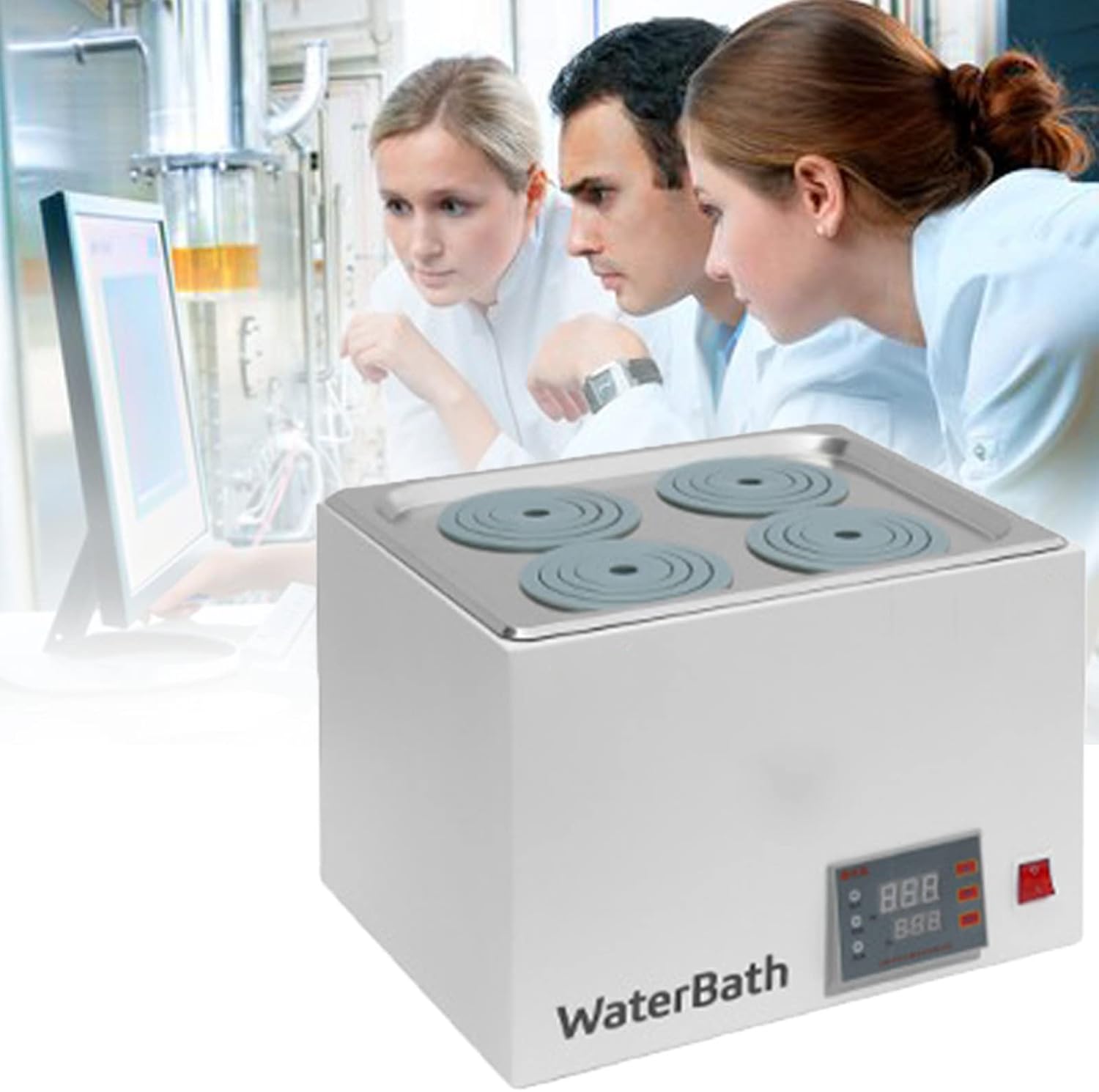Lab Water Baths,1/2/4/6 Holes,Led Digital Display Water Bath,Room Temperature+10~100℃,Accurate Temperature Control 304 Stainless Steel Inner Tank,Timing Range 0~999 Minutes,2holes ()
