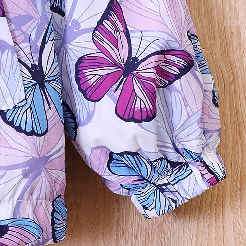 Betadog Girl's Hooded Rain Jackets Butterfly Print 𝐖aterproof Trench Coat Windbreaker Raincoats for Girls4