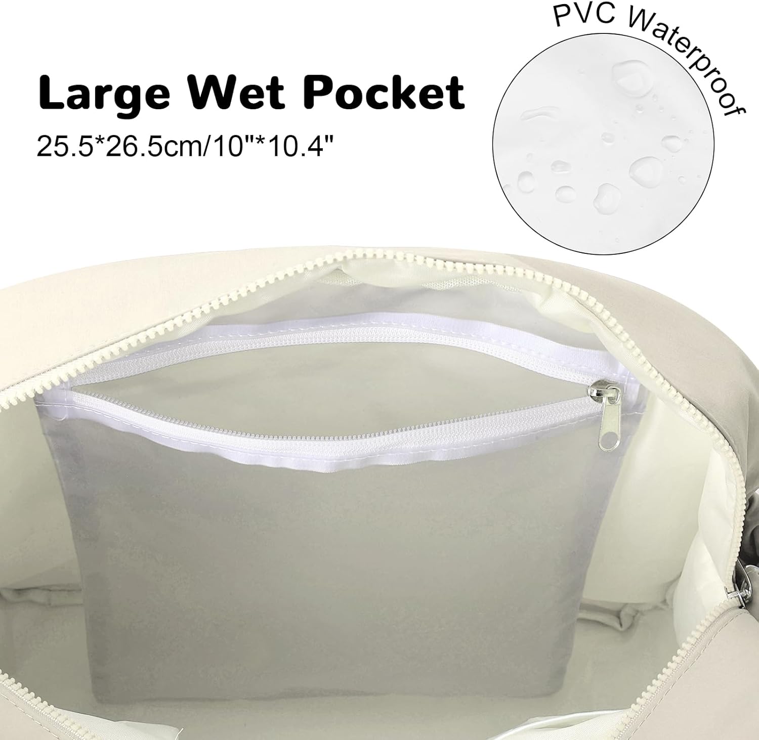 20L Puffer Gym Bag for Women, Small Personal Item Travel Duffle Bag with Wet Pocket for Airplane, White - Image 4