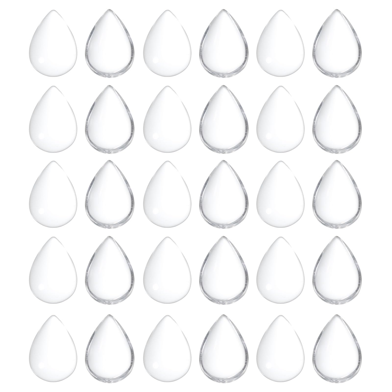 PATIKIL Transparent Glass Cabochons, 100Pcs 10x14mm Drop Shaped Glass Dome Tiles for Photo Pendant Jewelry Making Clear