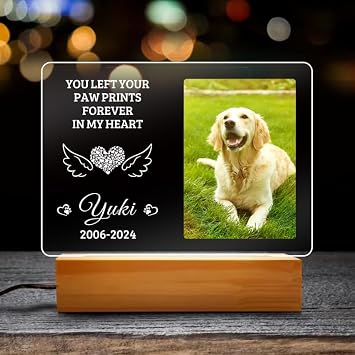 Personalized Pet Memorial Gifts for Dogs, Acrylic Frame with Night Lights