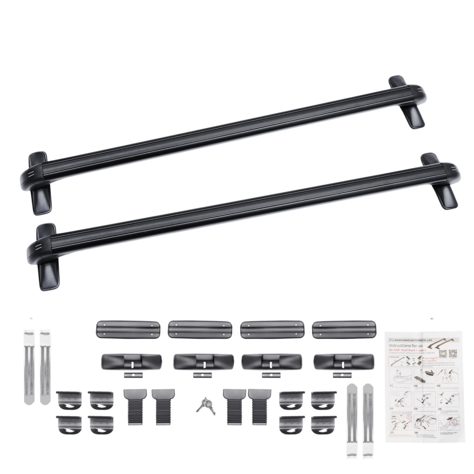 2 Pièces Barres de Toit Universelles pour Voiture à 4 ou 5 Portes, Système de Portage de Toit Verrouillable et Réglable avec Serrure, Capacité Max. 75KG