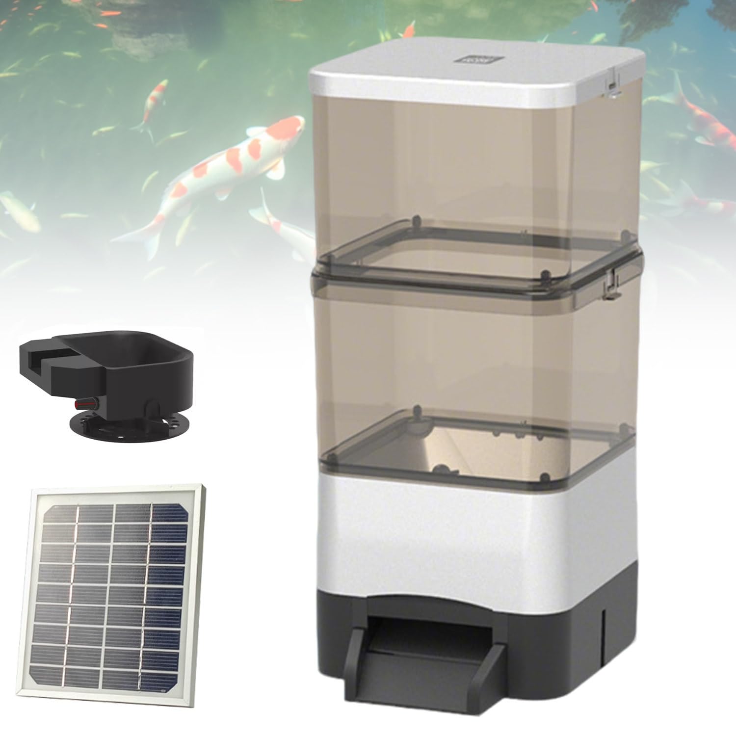 Automatischer Fischfutterautomat mit Timer und Fernbedienung über mobile App für Aquarien und Teiche