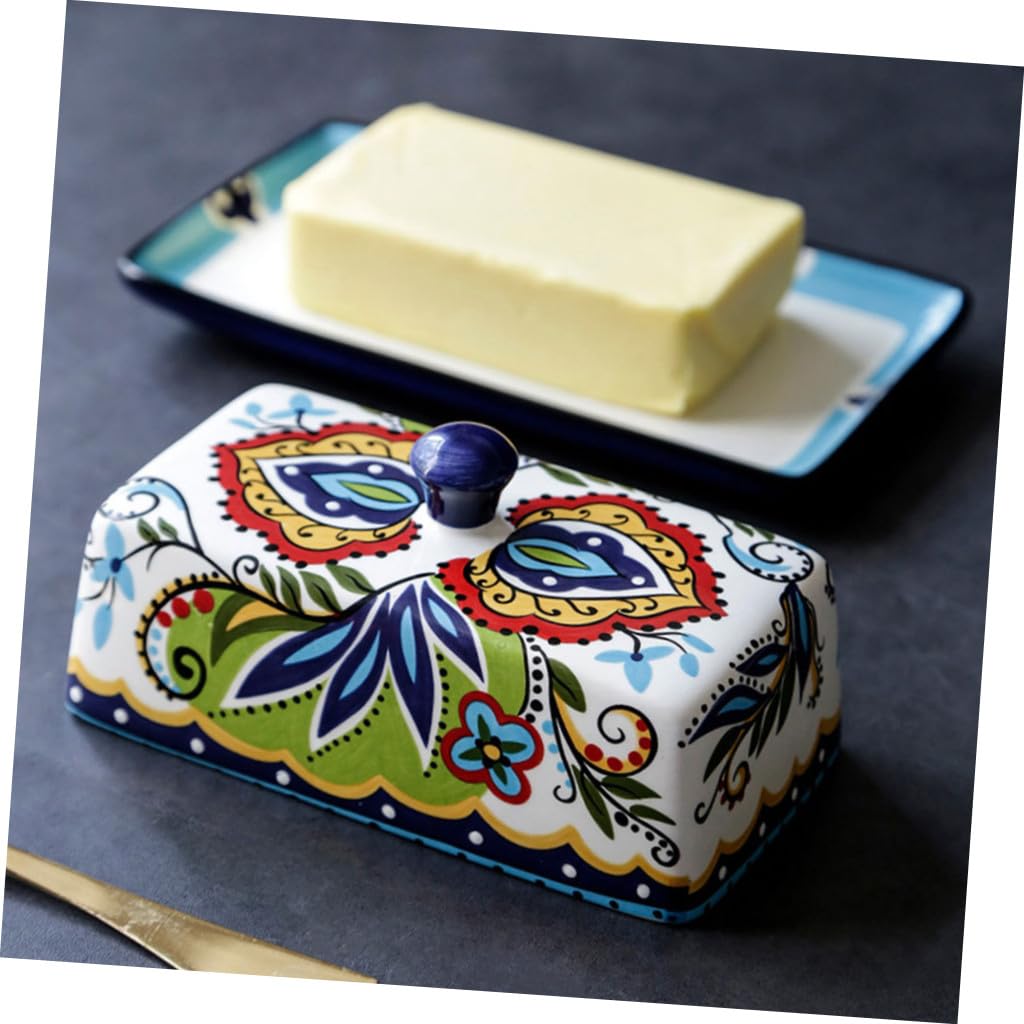 Beurrier Vintage en Céramique 250g Rectangulaire Couvercle
