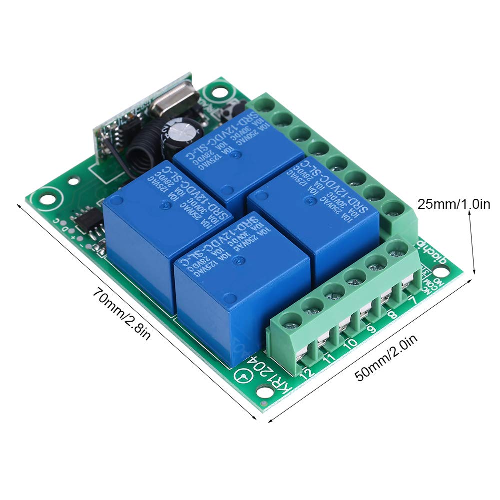 Drahtloser Garagentor-Empfänger – 4-Kanal Relais, 12V DC, 433 MHz, Mit Lernfunktion Für Fernbedienungen