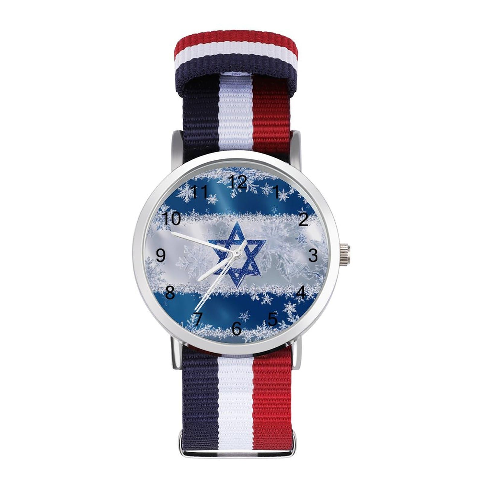 Snowflake Israel Flag Funny Wrist Watches for Men Women Fashion Graphic Watch for Work Workout