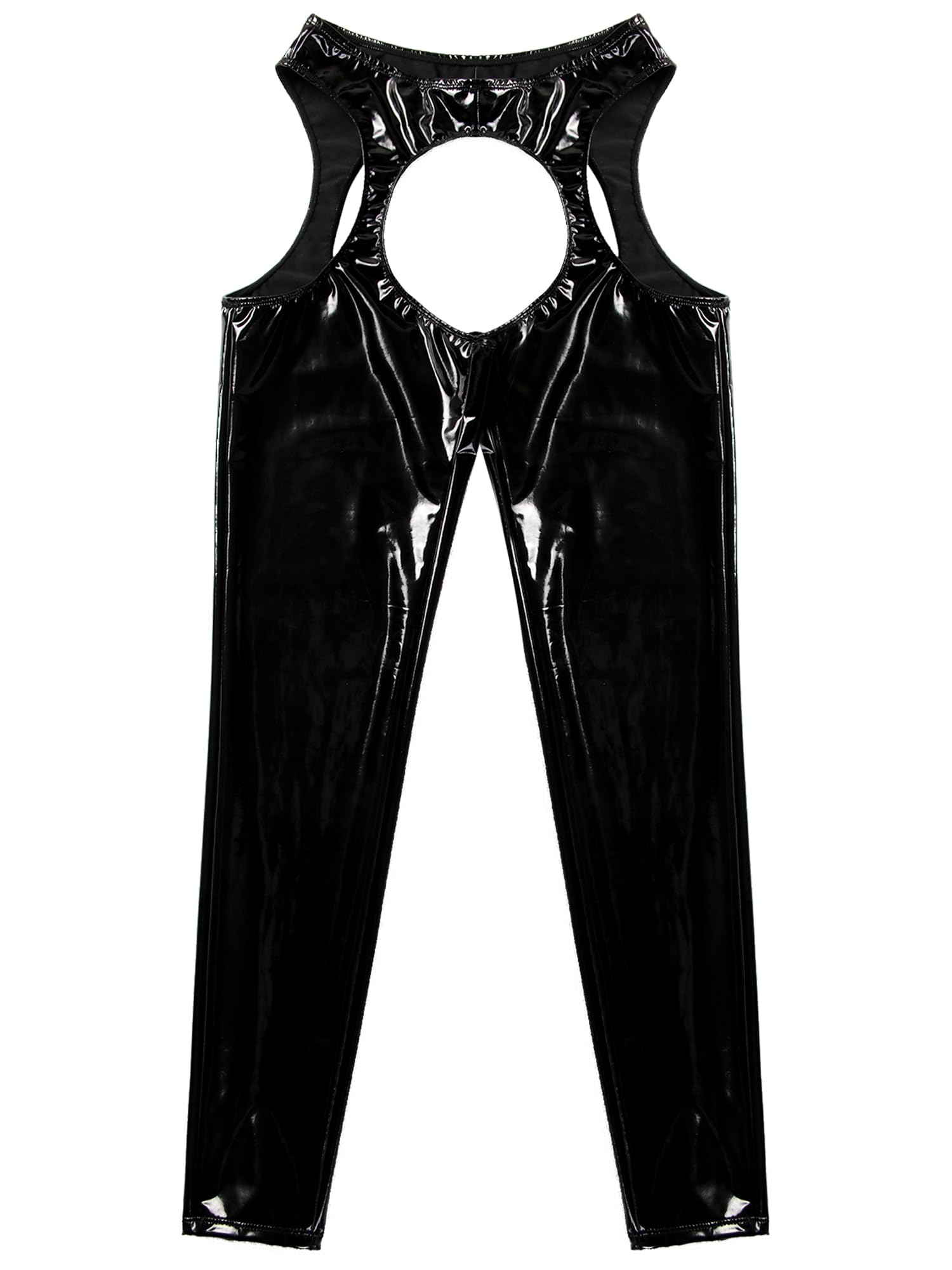 Donna Vinile Collant Taglio Sospensore Coscia Alta Leggings Giarrettiera Cintura Pantaloni Skinny Trousers