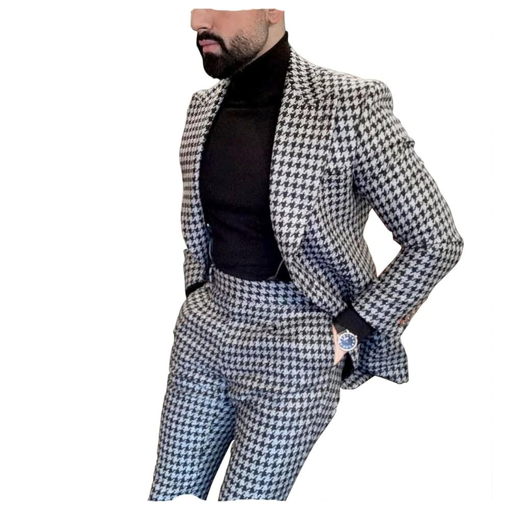 Houndstooth Plaid Suit