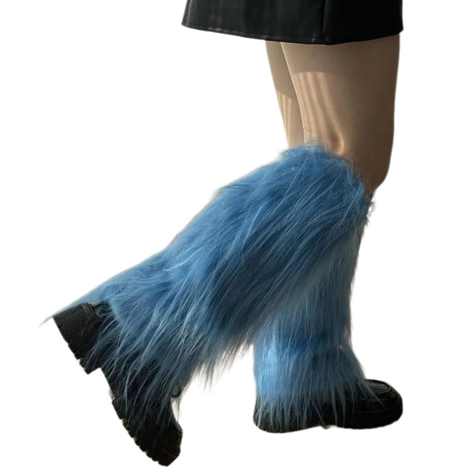 Maxtonser Aesthetic Punk Fuzzy Leg Warmers for Women Soft Thickened Plush Boot Cuffs Covers for Winter Fashion and Costume Parties